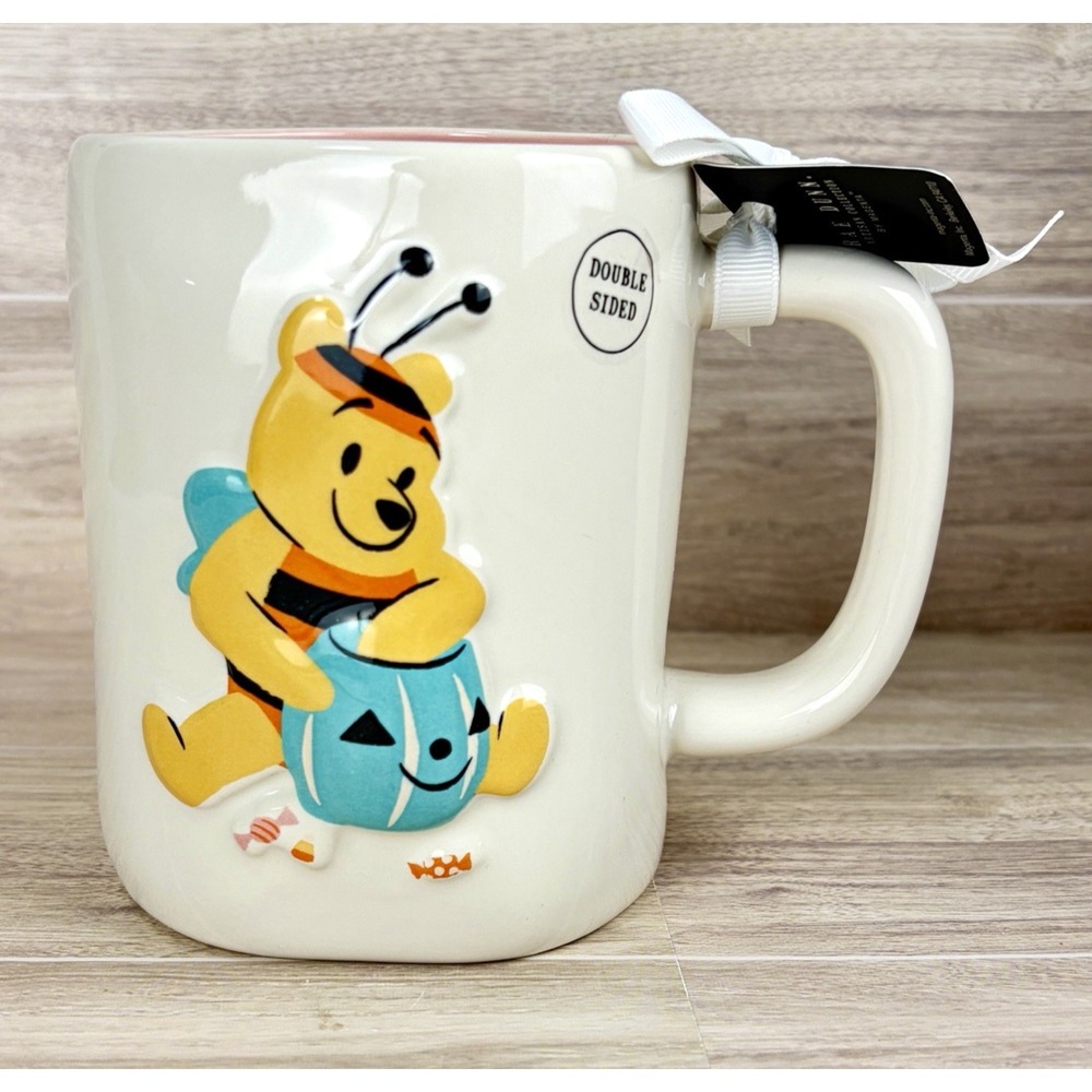 Disney Happy Halloween Winnie the Pooh Rae Dunn Mug Cup Pumpkin Double Sided NWT